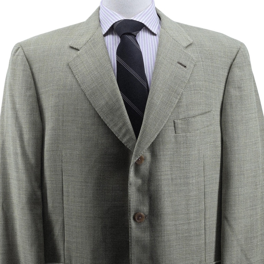 Burberry Sport Coat Mens 48 Green Tweed Single-Breasted 3 Button Made In USA